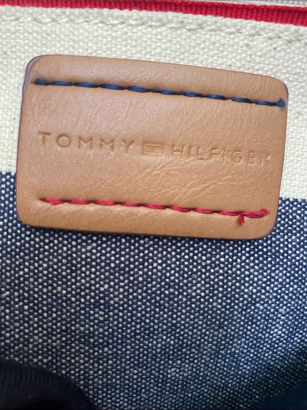 Tommy Hilfiger canvas tote bag weekender shopper stripe travel beach rugby large